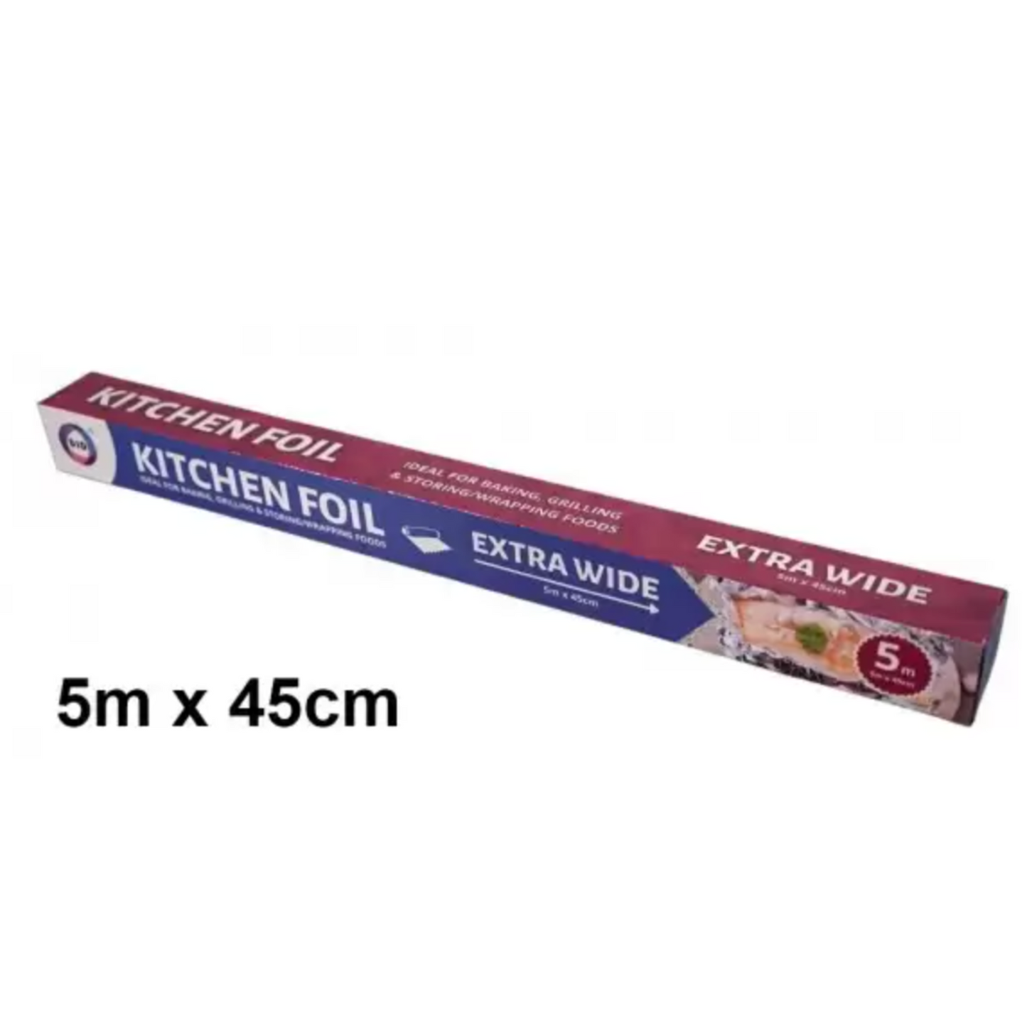 5m x 45cm Aluminium Kitchen Foil | Tin Foil Roll Wrapping Foil for Catering to Keep Food Fresh & Hot Long (Extra Wide)