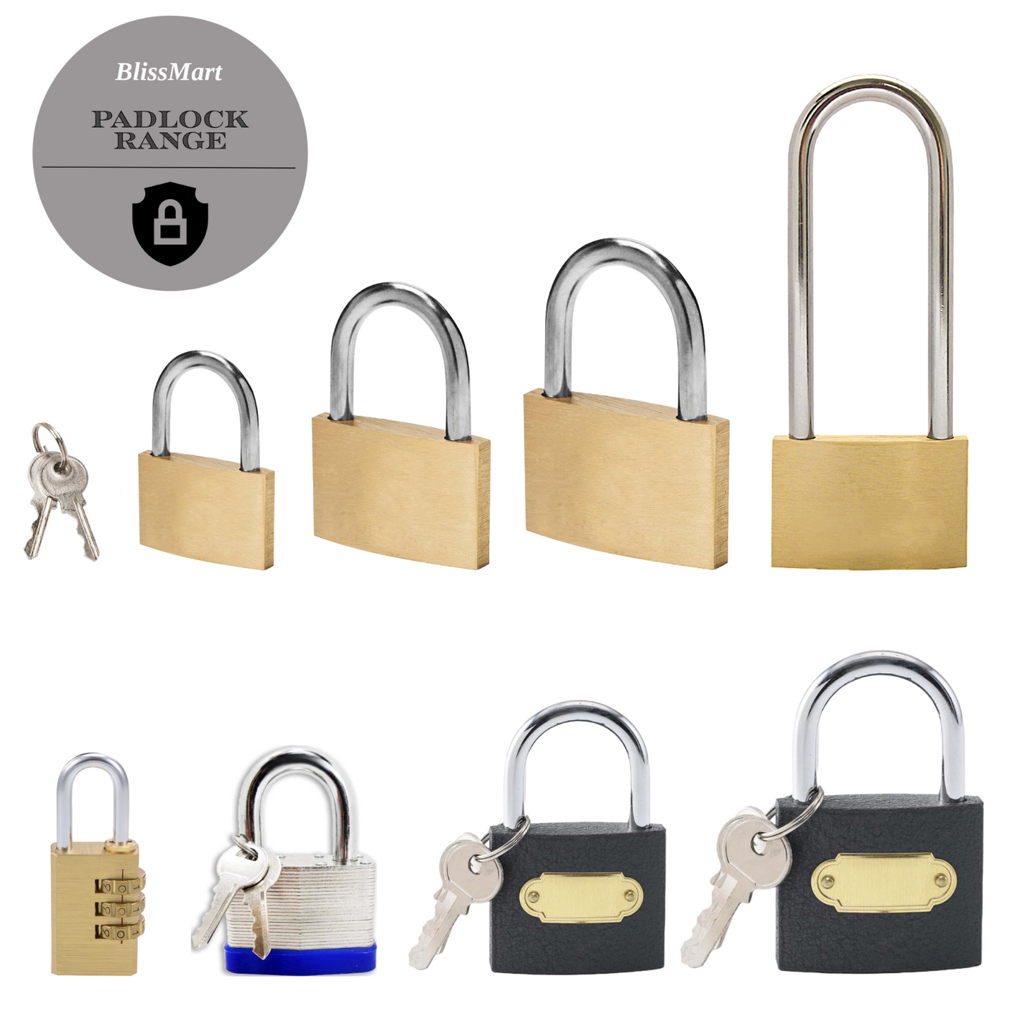 Brass Padlock Small Durable Lightweight For Suitcase Gym Locker Cabinet 20-40mm