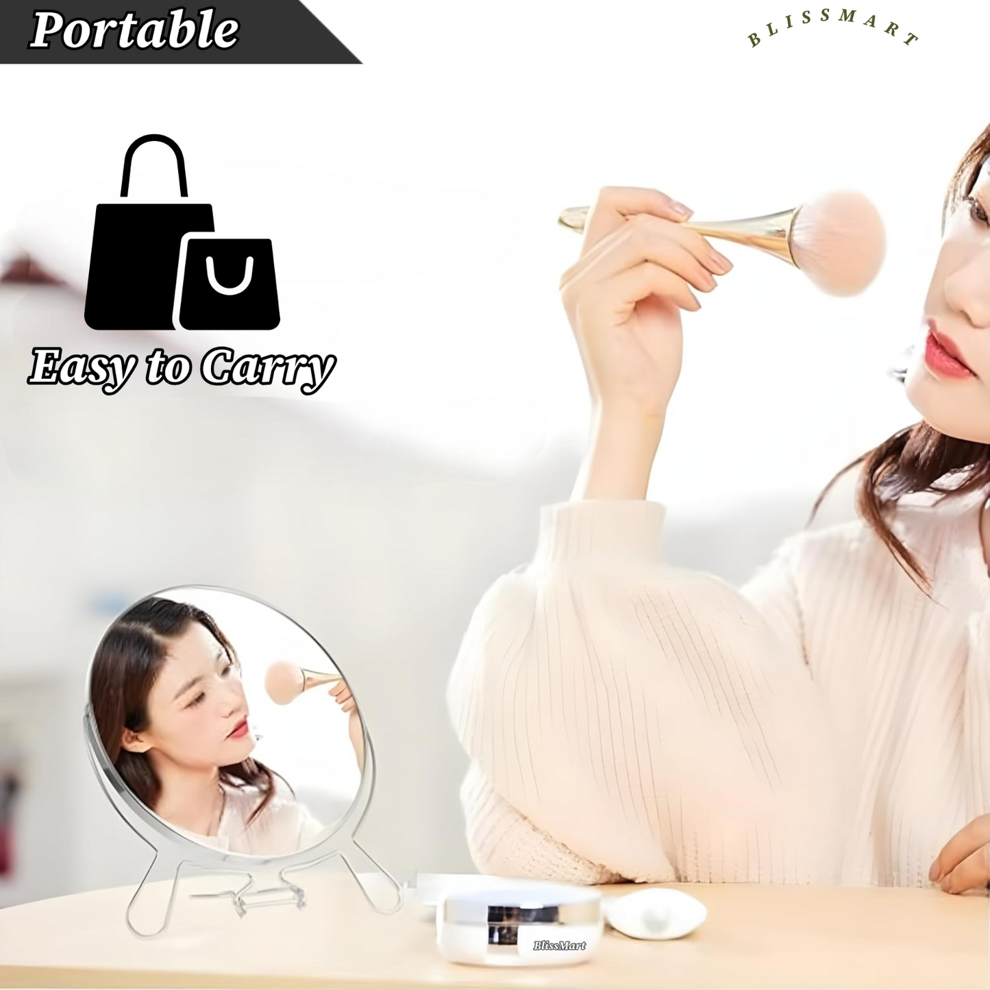 Makeup Cosmetic Mirror Bathroom Vanity Travel Folding Small 2 Way Zoom Magnify