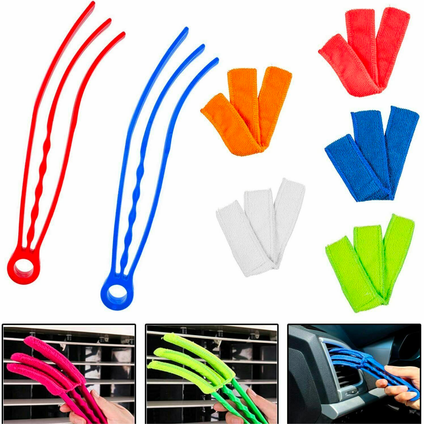 Venetian Blind Cleaner Duster Microfibre Brush Cleaning Tool 3 Pronged Washable