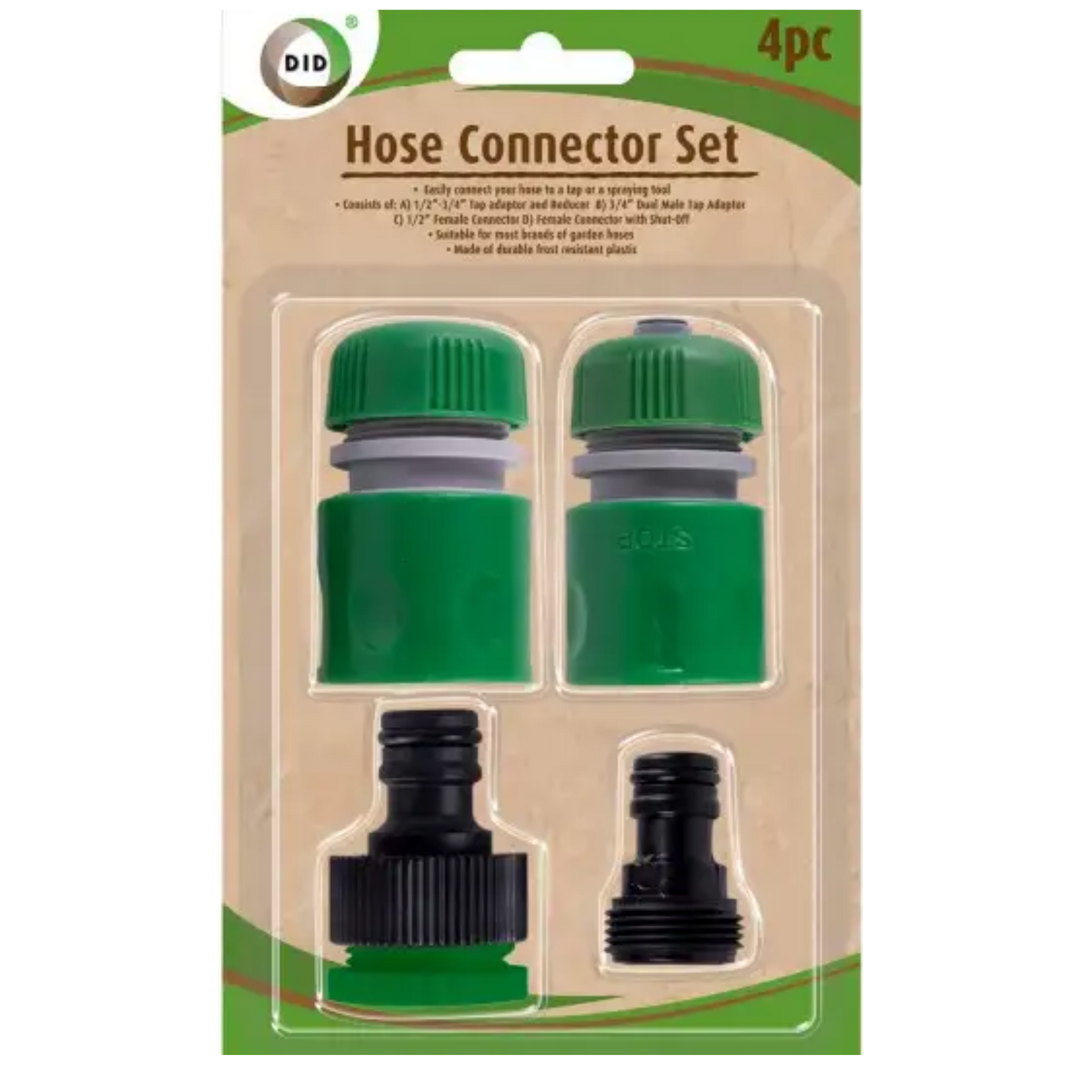 WATER HOSE TAP CONNECTIONS 18 PIECE SET GARDEN HOSE PIPE FITTINGS