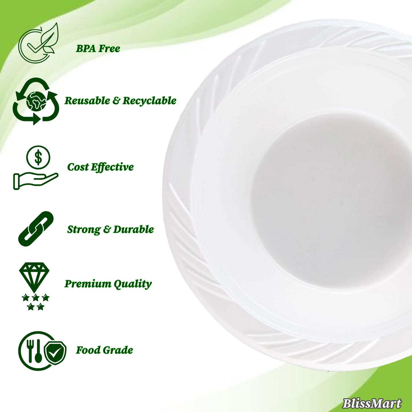 White Plastic Bowl Disposable 7oz 12oz bowl Dessert Soup Party Birthday Reusable