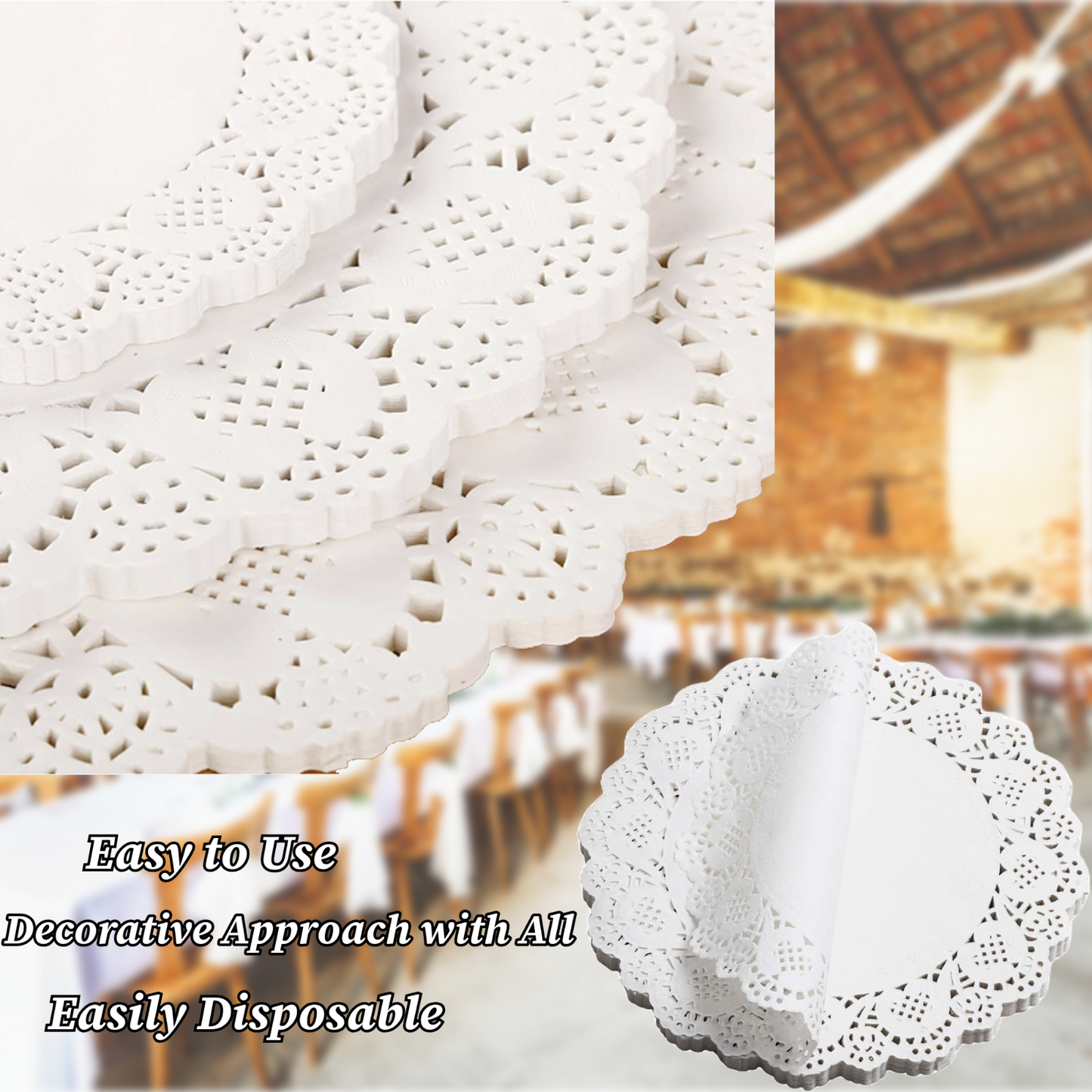Round Paper Doilies White Lace Paper Doyleys Party Wedding Tableware 24 Pack