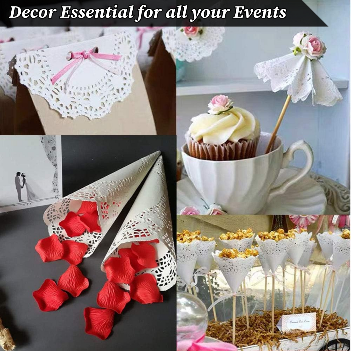 Round Paper Doilies White Lace Paper Doyleys Party Wedding Tableware 24 Pack