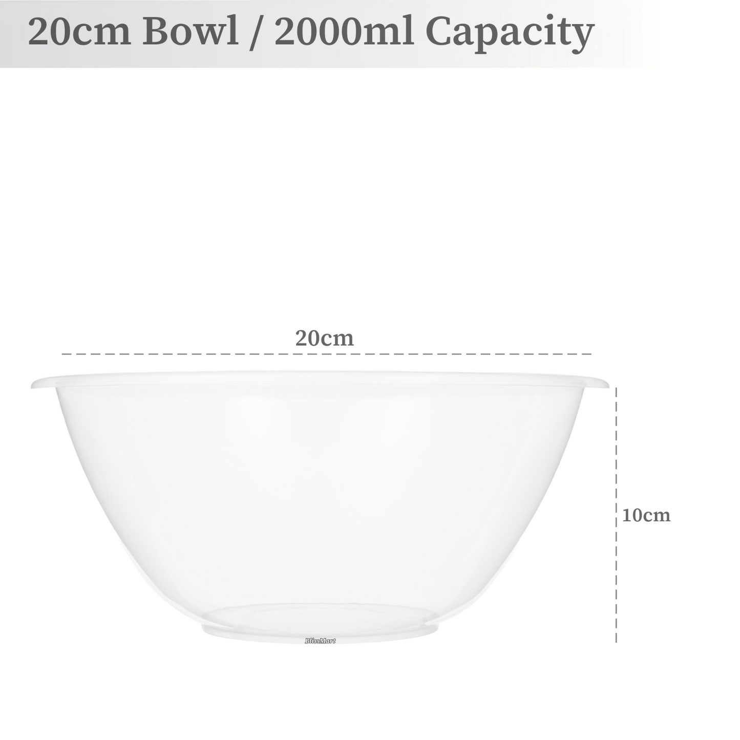 Clear Plastic Round MIXING BOWL Salad Serving Set Baking Kitchen Stirring Bowls