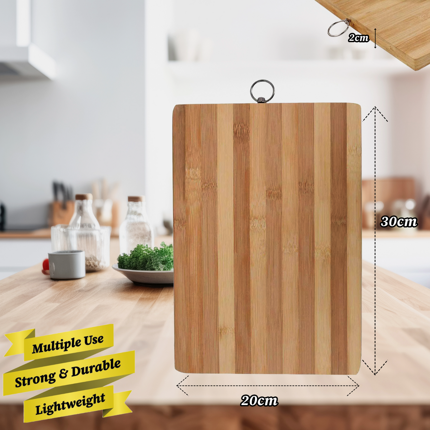 BAMBOO WOODEN WOOD CHOPPING BOARD ORGANIC KITCHEN FOOD CUTTING SLICING SERVING