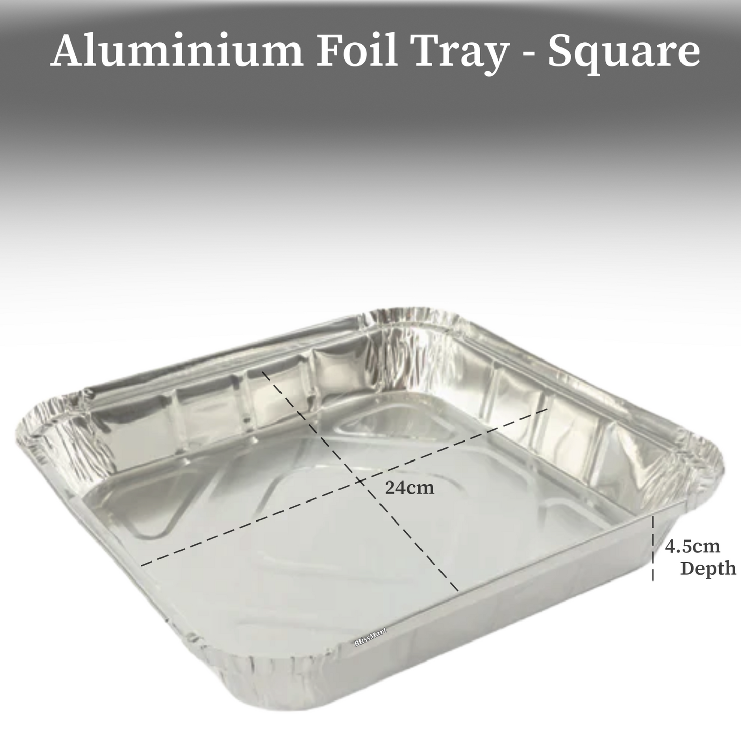 Square Foil Trays Disposable Aluminium Baking Roasting Tray Deep Tin 24 x 24 cm