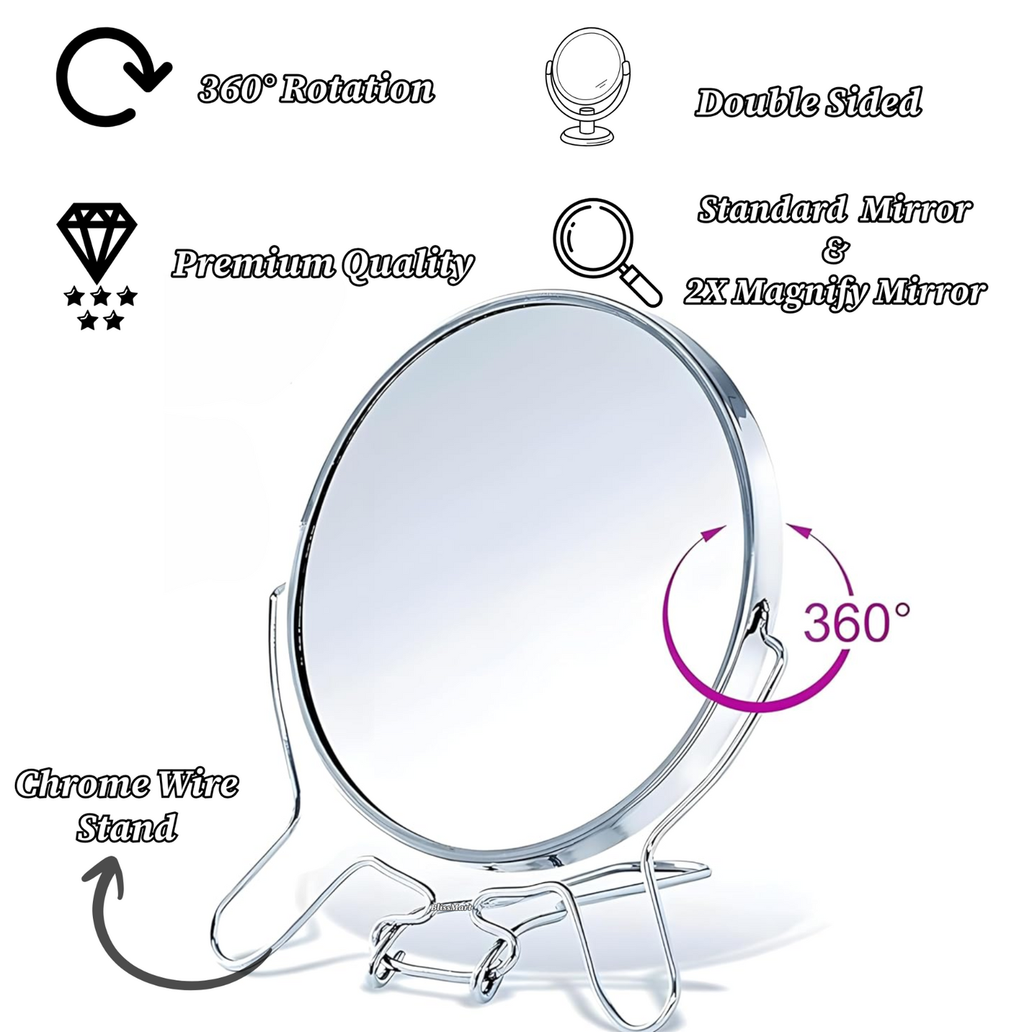 Makeup Cosmetic Mirror Bathroom Vanity Travel Folding Small 2 Way Zoom Magnify