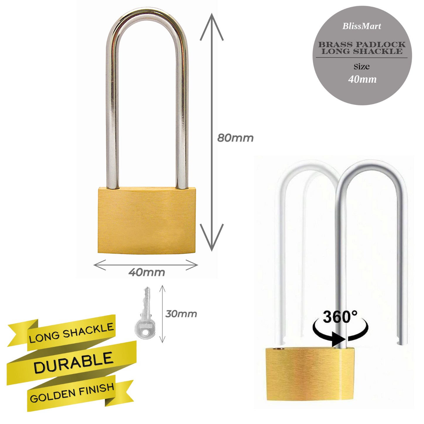 Brass Padlock Small Durable Lightweight For Suitcase Gym Locker Cabinet 20-40mm