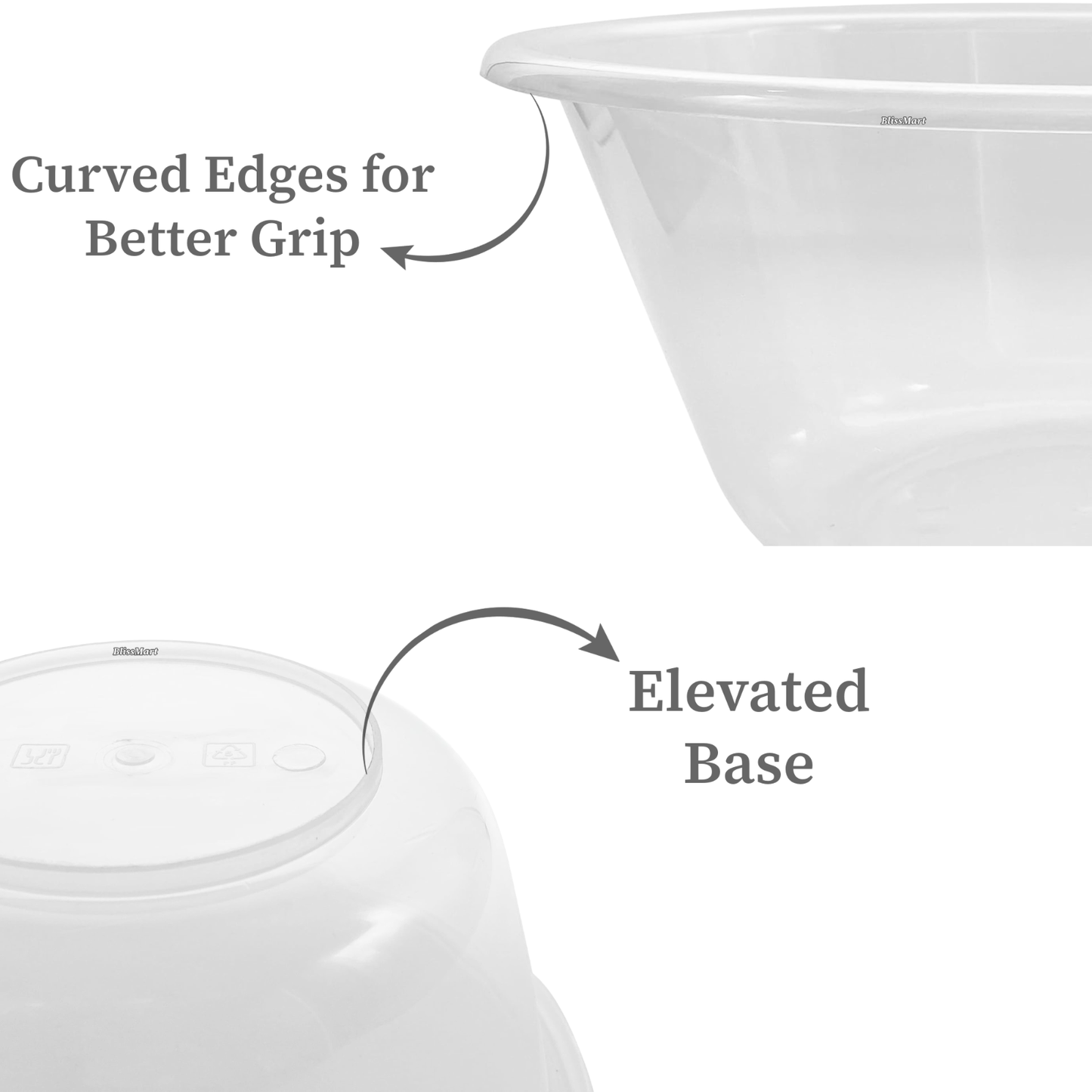Clear Plastic Round MIXING BOWL Salad Serving Set Baking Kitchen Stirring Bowls
