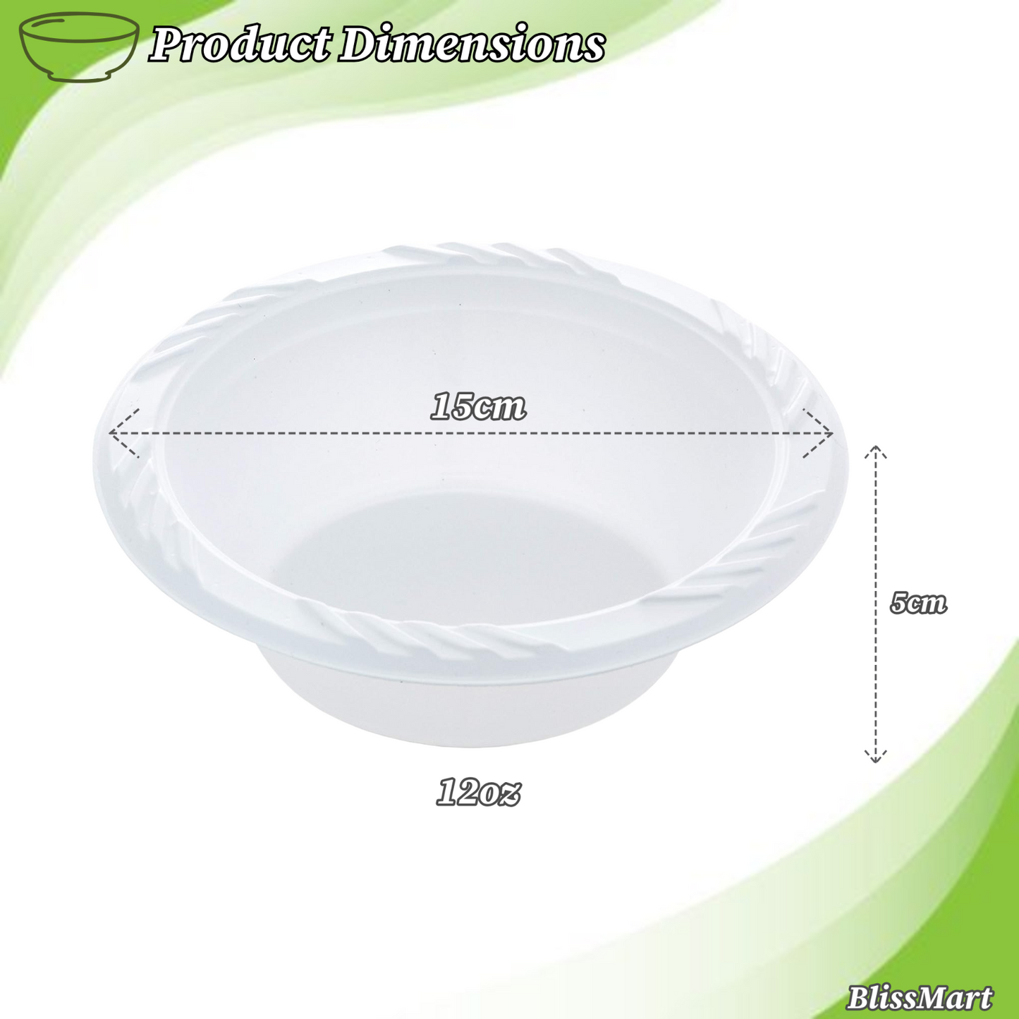White Plastic Bowl Disposable 7oz 12oz bowl Dessert Soup Party Birthday Reusable
