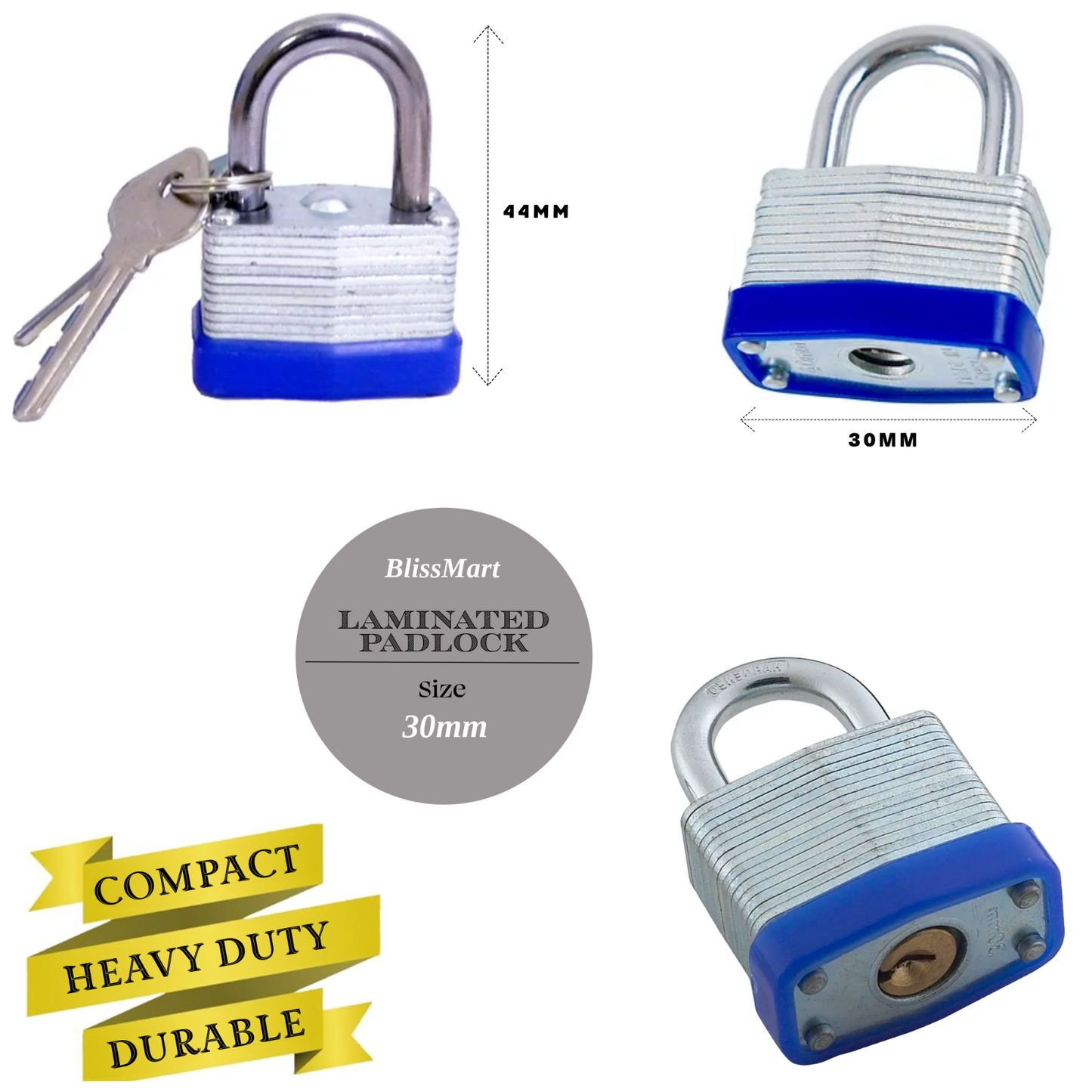 Brass Padlock Small Durable Lightweight For Suitcase Gym Locker Cabinet 20-40mm