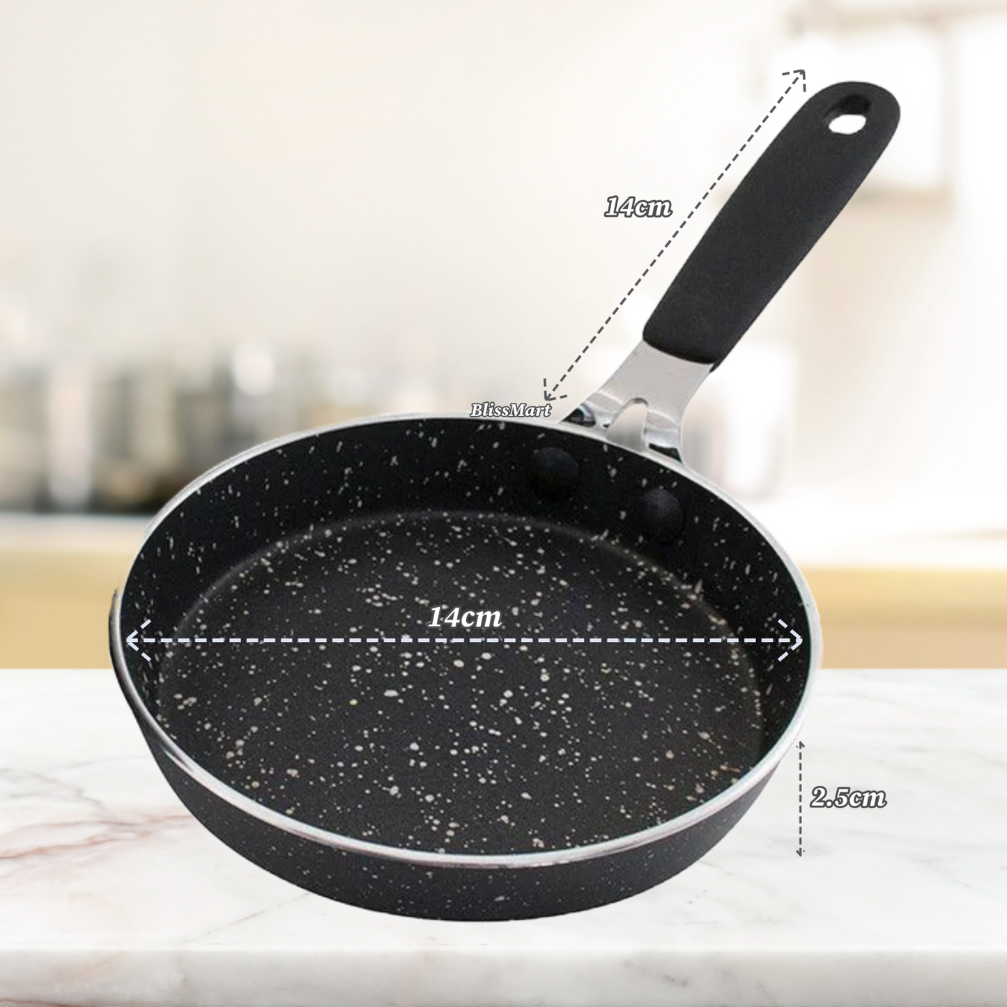 2PC MINI COOKWARE 12CM MILK PAN 14CM FRYING NON STICK MARBLE KITCHEN GRIP NEW