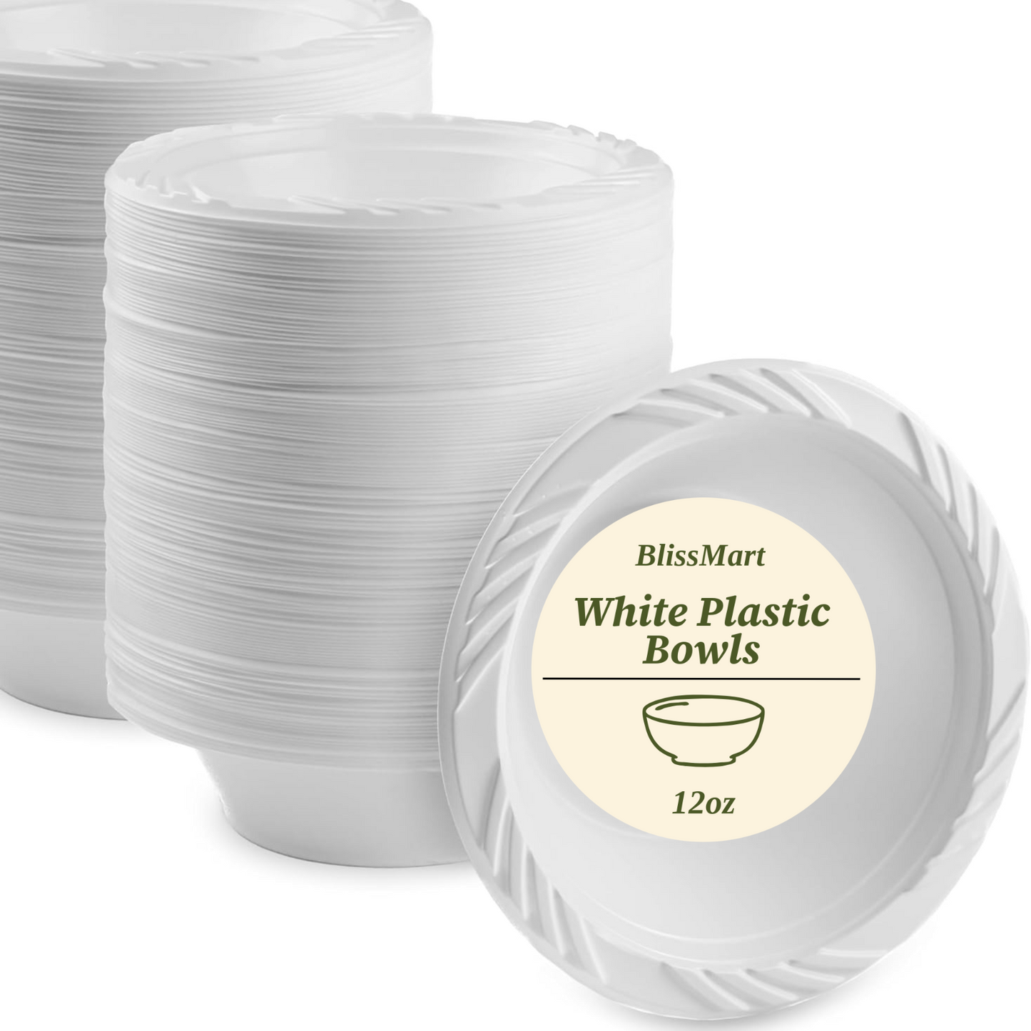 White Plastic Bowl Disposable 7oz 12oz bowl Dessert Soup Party Birthday Reusable