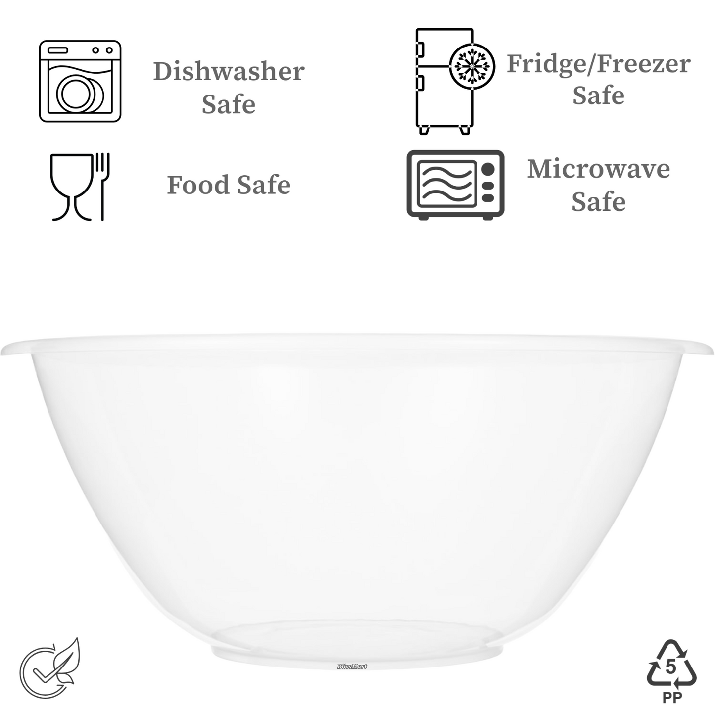 Clear Plastic Mixing Bowls Round Kitchen Baking Salad Serving Bowl Fruit 20/28cm