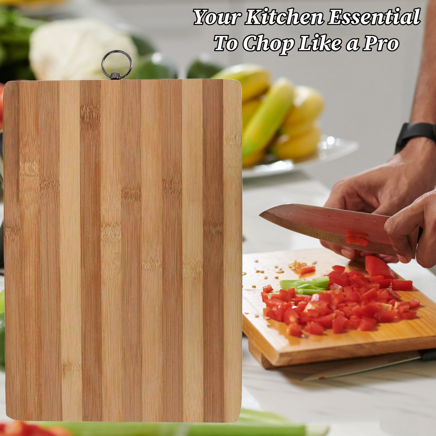 BAMBOO WOODEN WOOD CHOPPING BOARD ORGANIC KITCHEN FOOD CUTTING SLICING SERVING