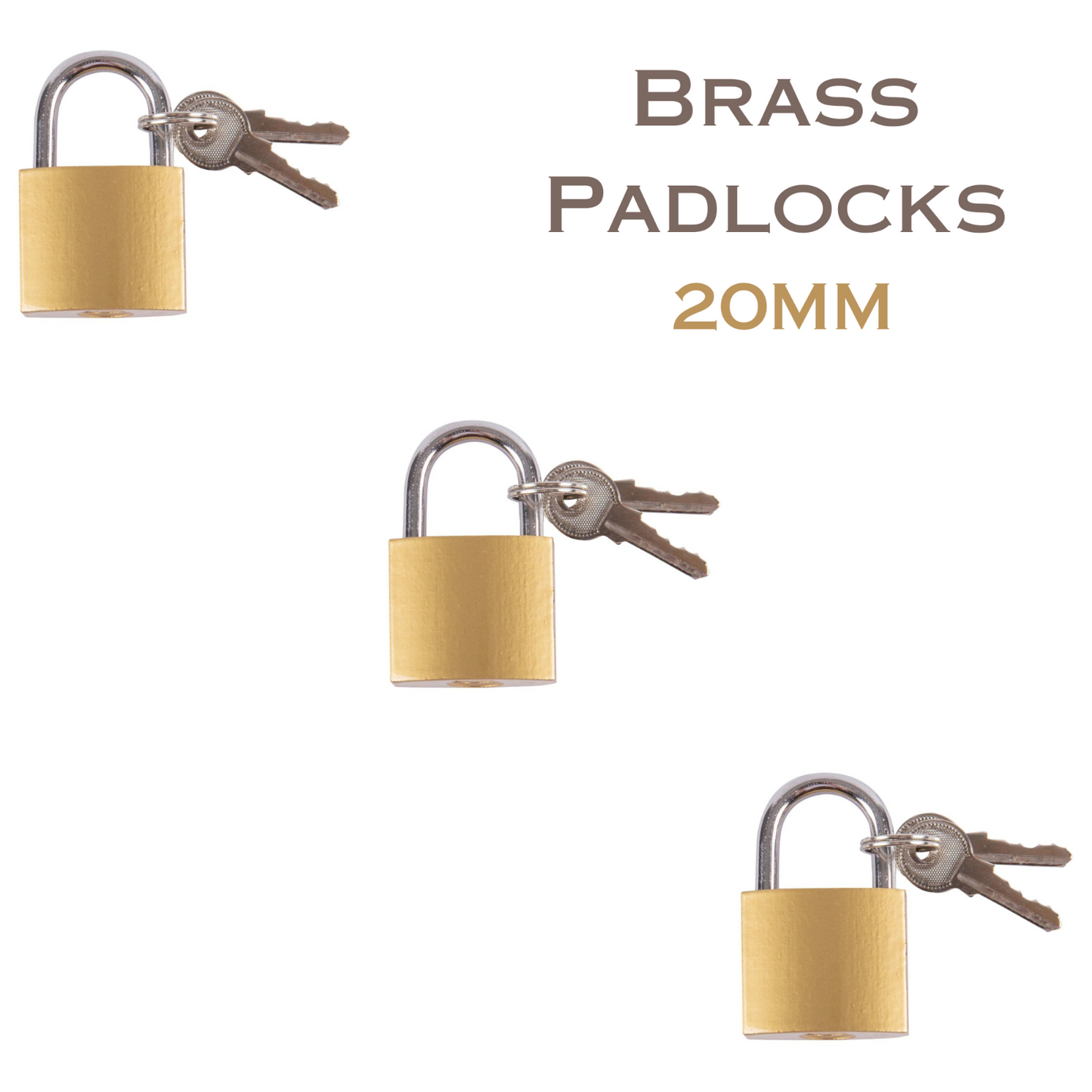 Brass Padlock Small Durable Portable Gym Locker Suitcase Cabinet Shed 20mm x3