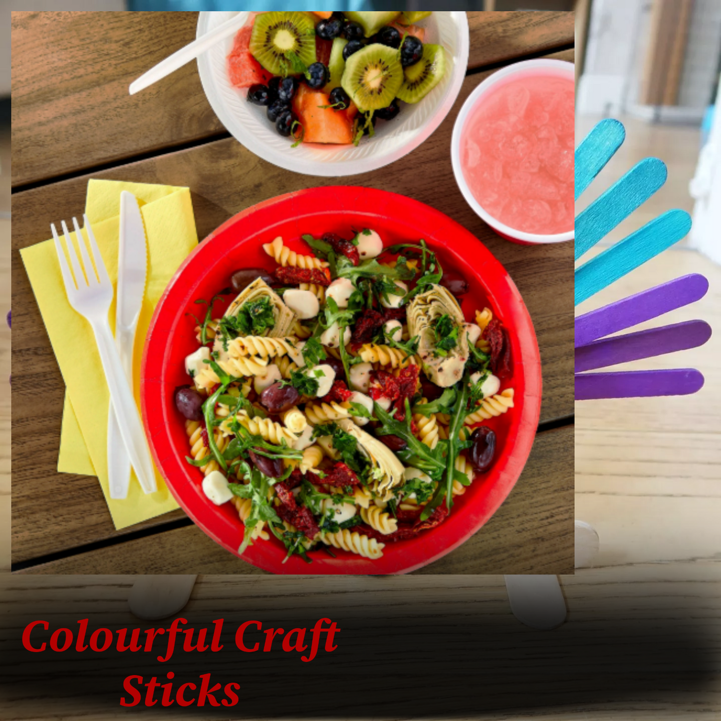 Craft Sticks Lolly Lollipop Sticks Coloured Natural Wooden Model 120 Sticks