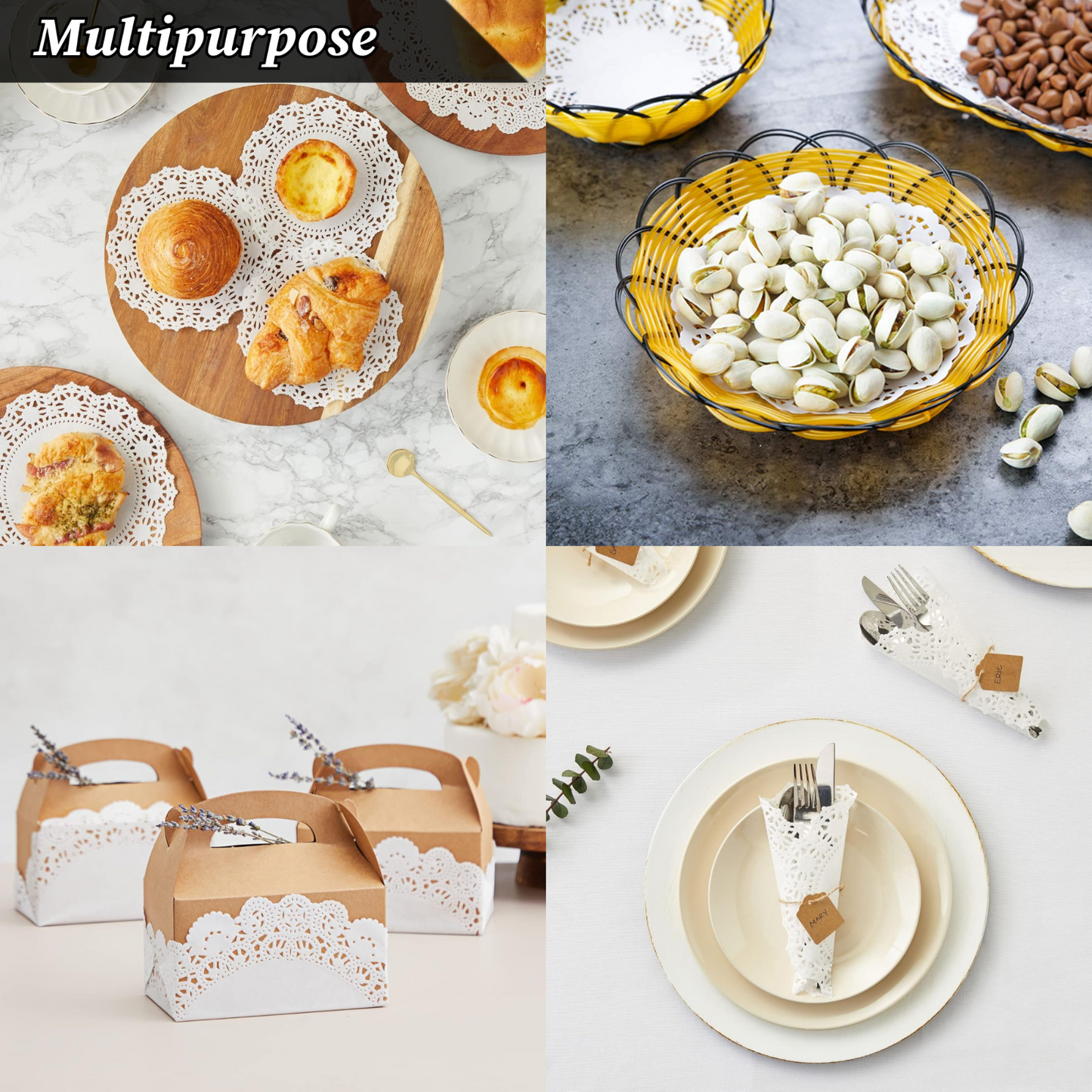 Round Paper Doilies White Lace Paper Doyleys Party Wedding Tableware 24 Pack