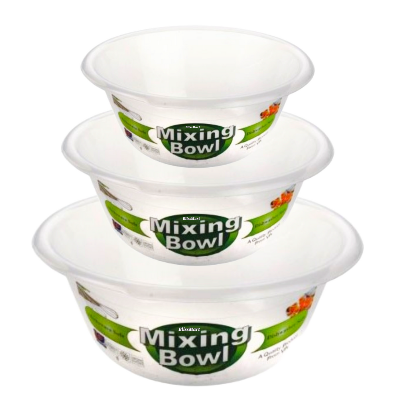Clear Plastic Round MIXING BOWL Salad Serving Set Baking Kitchen Stirring Bowls