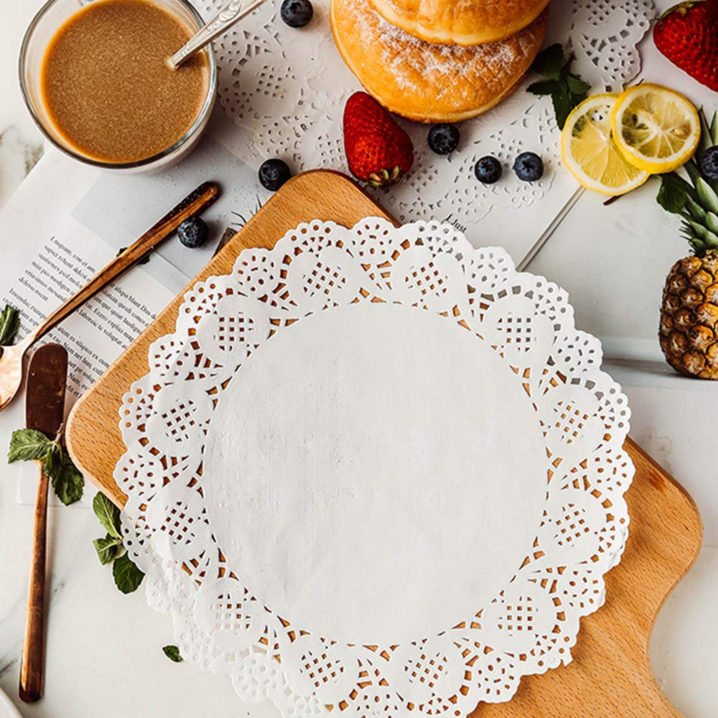 Round Paper Doilies White Lace Paper Doyleys Party Wedding Tableware 24 Pack