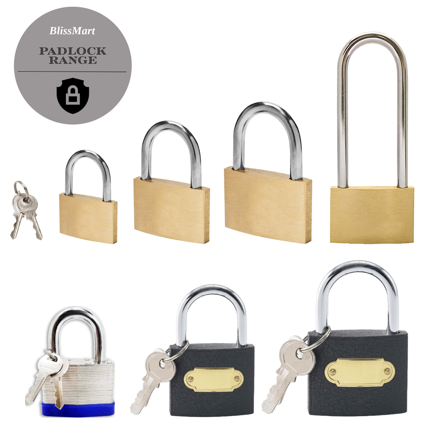 Brass Padlock Small Durable Lightweight For Suitcase Gym Locker Cabinet 20-40mm
