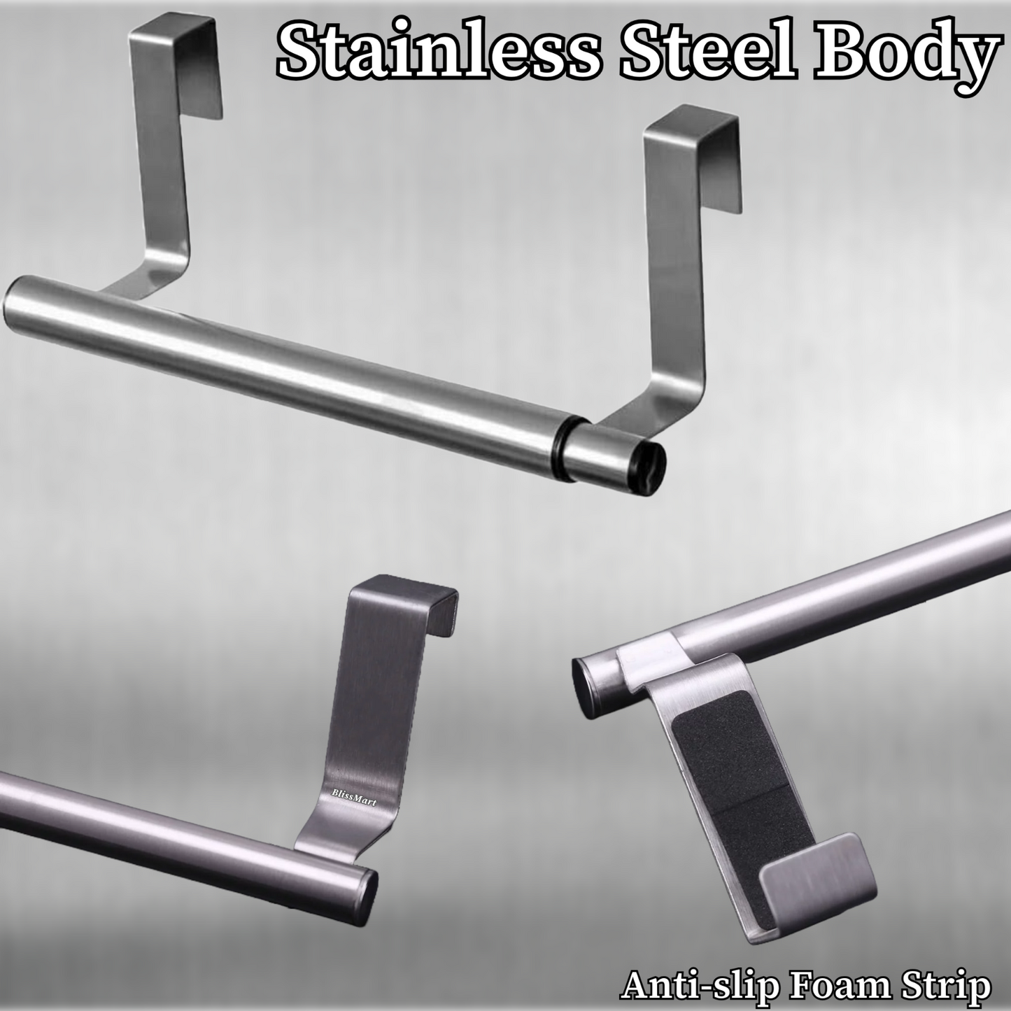 2 Extendable Over Chrome Cabinet Towel Rail Holder Bathroom Kitchen Storage Rack