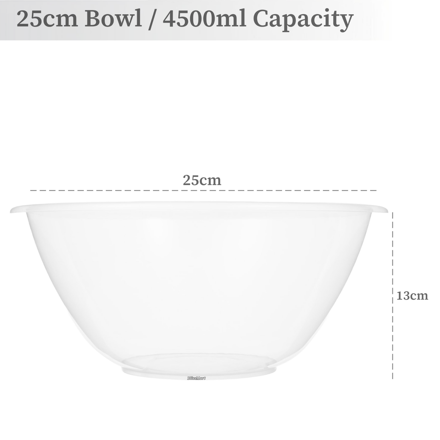 Clear Plastic Round MIXING BOWL Salad Serving Set Baking Kitchen Stirring Bowls