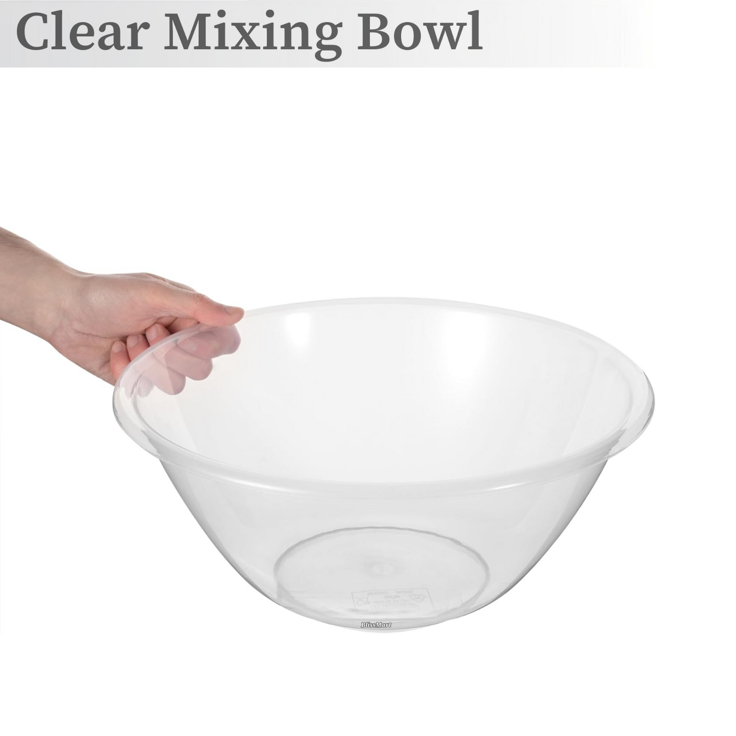 Clear Plastic Round MIXING BOWL Salad Serving Set Baking Kitchen Stirring Bowls