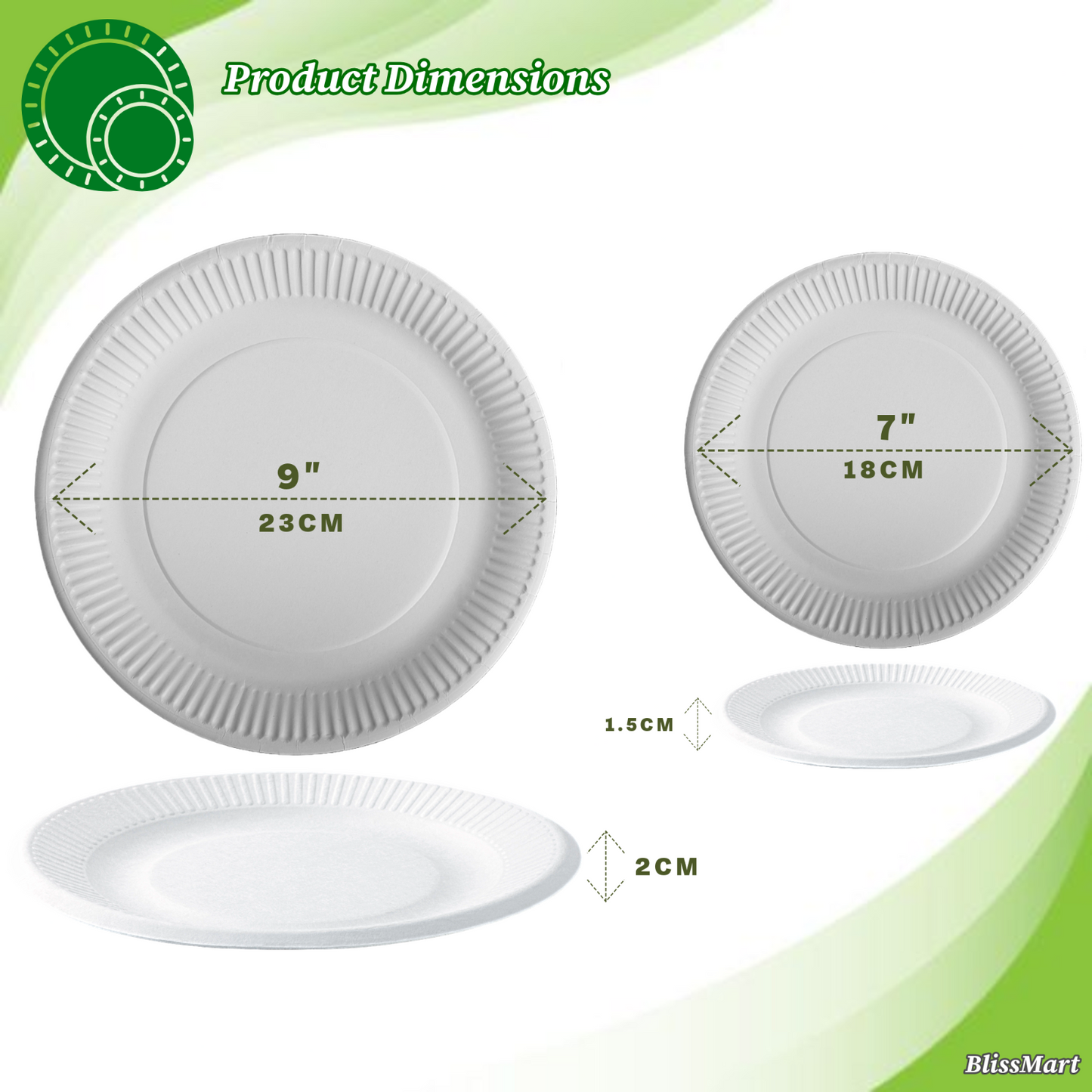 Disposable Paper Plates 23cm - Pack of 100 9 inch Paper Plates, Party Plates