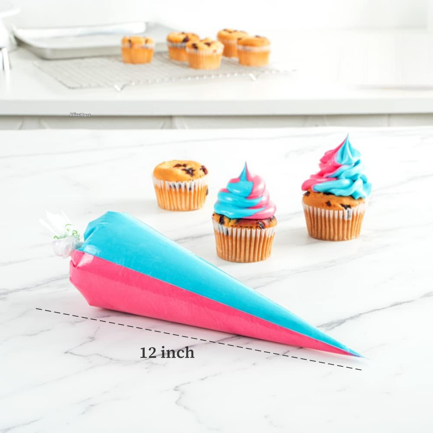 Dual Piping Bags 12" Strong Disposable | Icing Decorating Cakes Buns Cupcakes 10