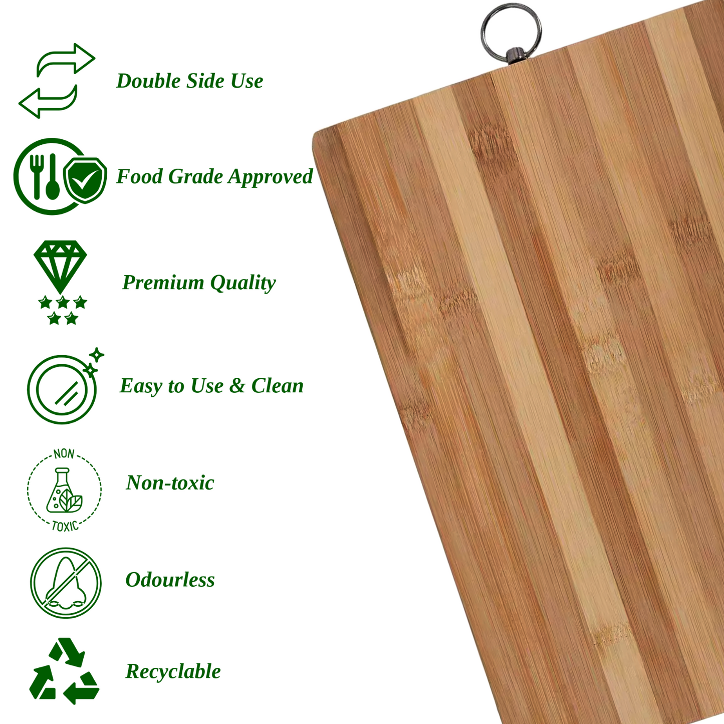 BAMBOO WOODEN WOOD CHOPPING BOARD ORGANIC KITCHEN FOOD CUTTING SLICING SERVING