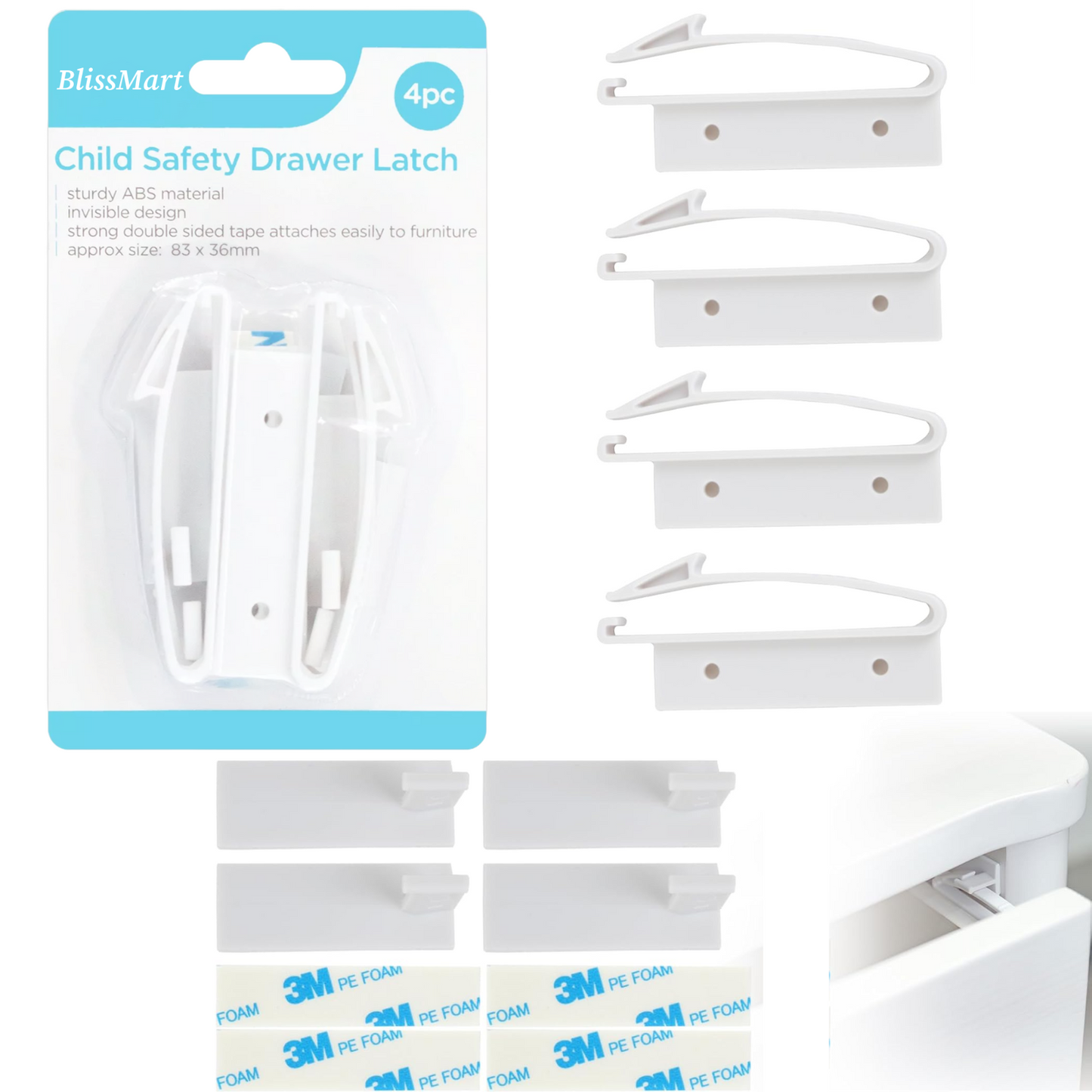 Child Safety Cupboard Locks Child Safety Catches Locks Baby Proofing 2 Pcs