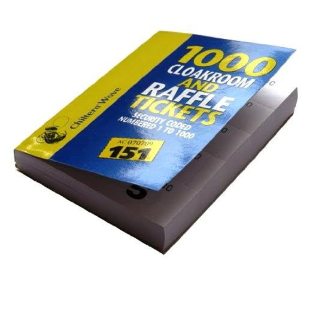 RAFFLE TICKET BOOK Cloakroom Tombola Security Coded Numbered 1-1000 FAST P&P