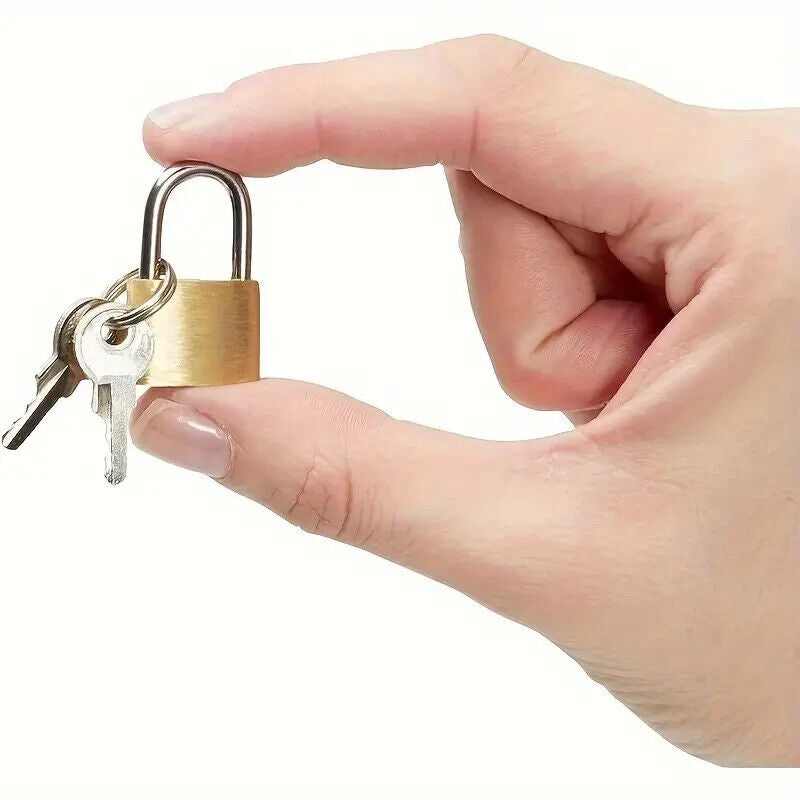 Brass Padlock Small Durable Portable Gym Locker Suitcase Cabinet Shed 20mm x3