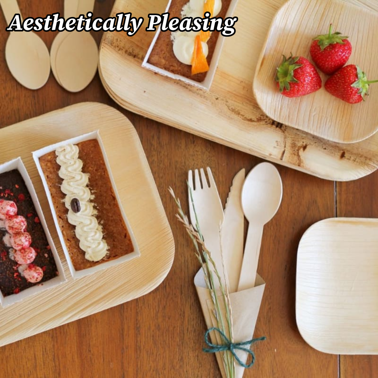 Wooden Cutlery Knives Forks Spoons Disposable Biodegradable Party BBQ ECO x 300