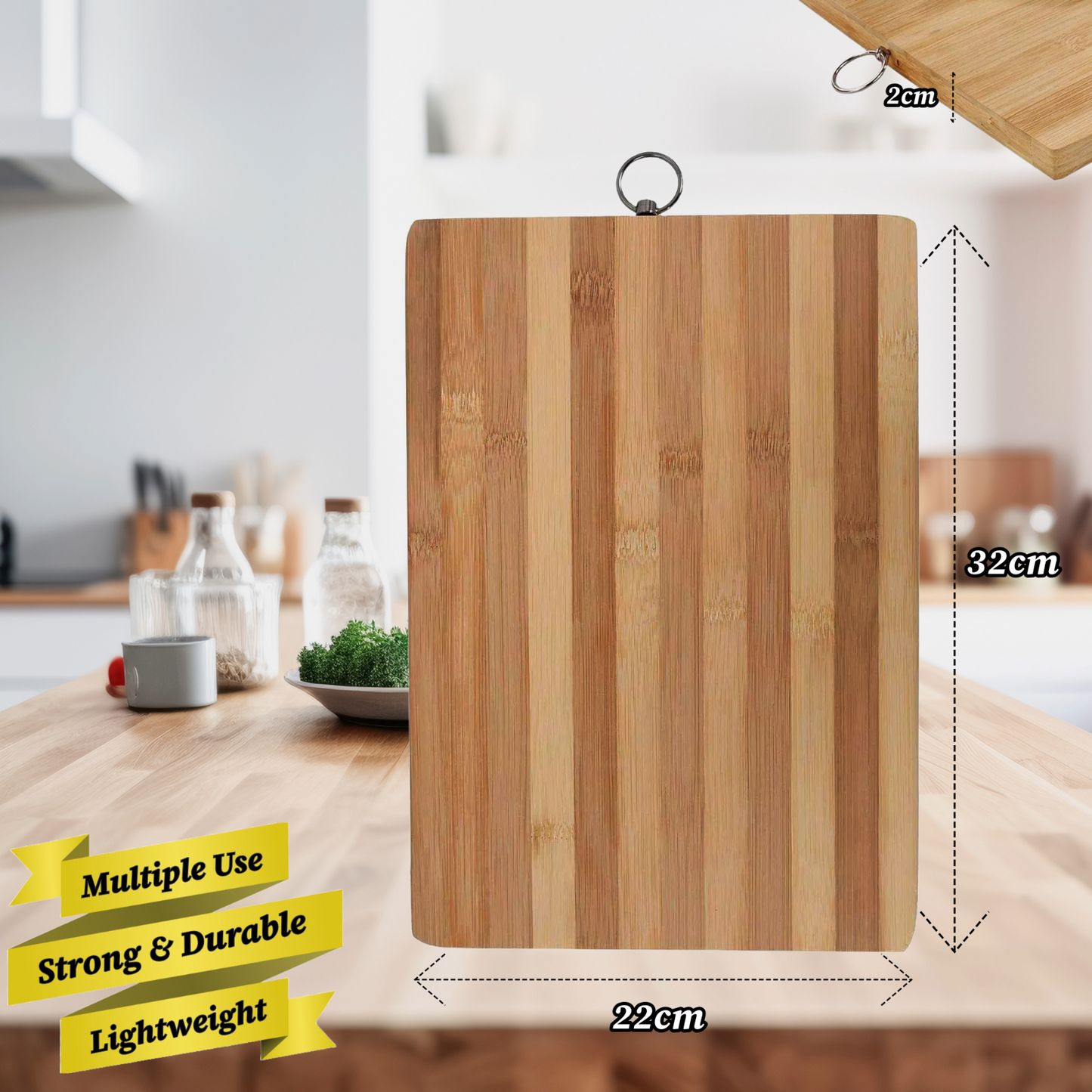 BAMBOO WOODEN WOOD CHOPPING BOARD ORGANIC KITCHEN FOOD CUTTING SLICING SERVING
