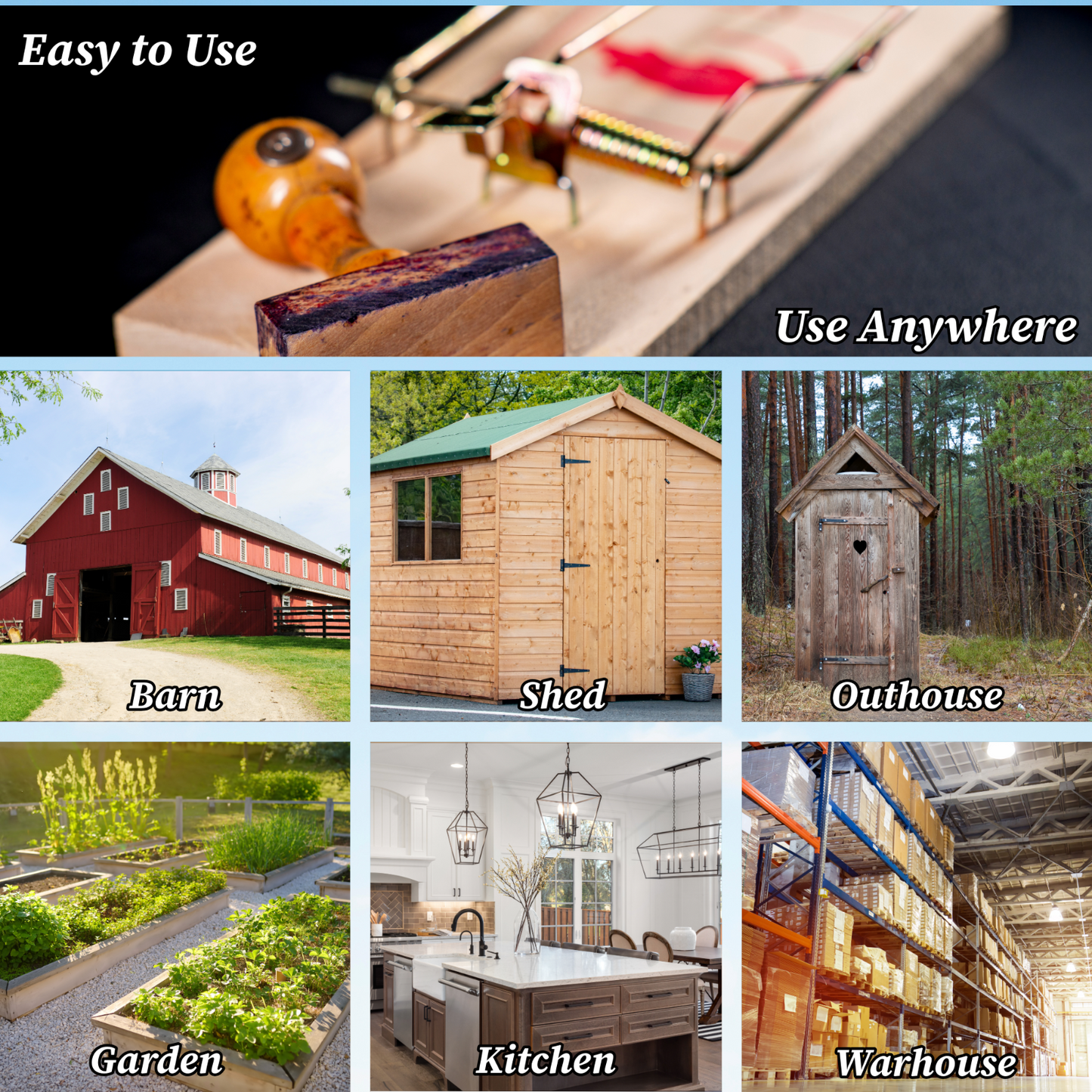 4x Traditional Mouse Traps Mice Trap Rodent Traps Reusable Wooden & Durable Pest