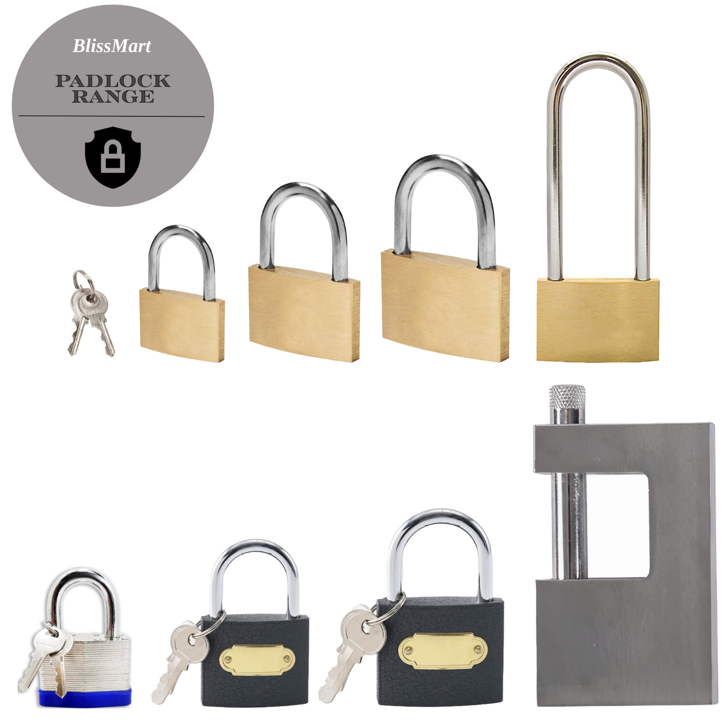 Brass Padlock Small Durable Lightweight For Suitcase Gym Locker Cabinet 20-40mm