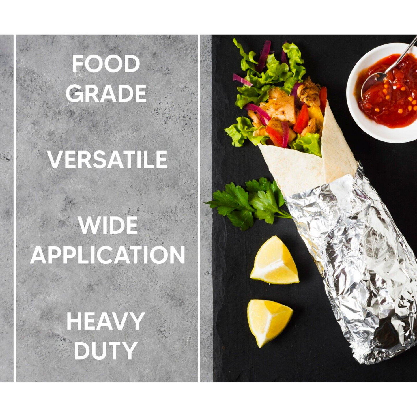 5m x 45cm Aluminium Kitchen Foil | Tin Foil Roll Wrapping Foil for Catering to Keep Food Fresh & Hot Long (Extra Wide)