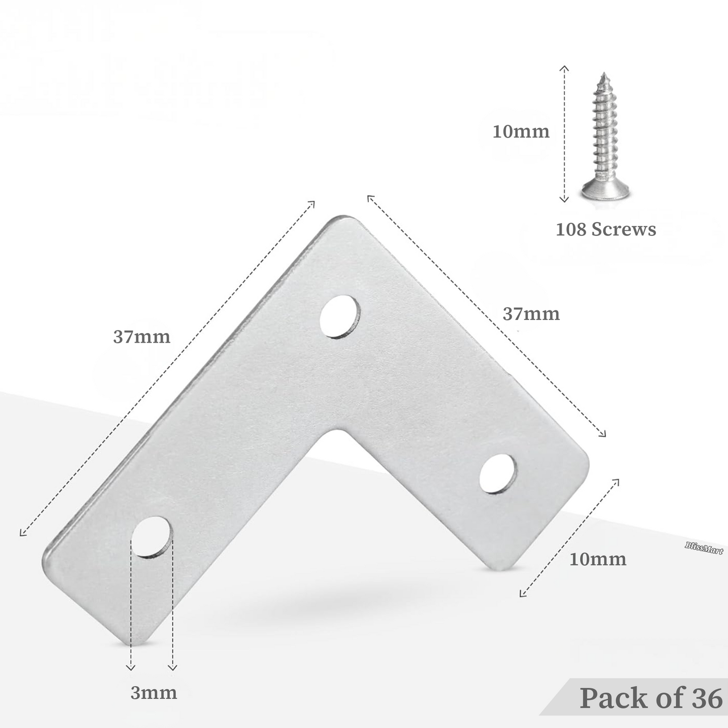 12PC Corner Mending Plate Set – 1 1/2" Heavy-Duty Metal Brackets for Woodworking, Furniture & Repairs