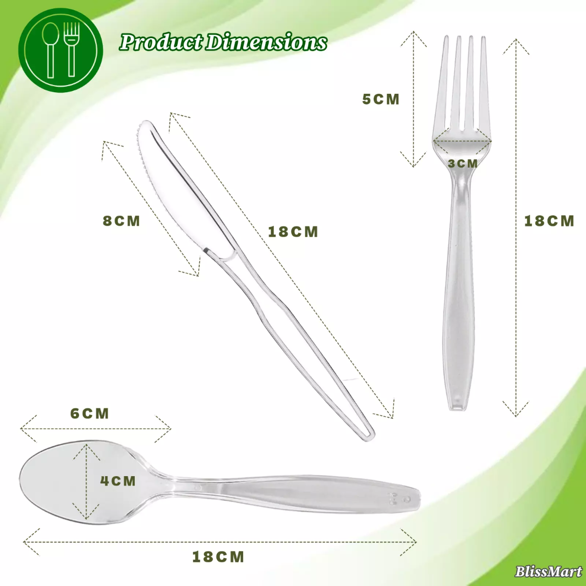 50pc Clear Plastic Spoons - Durable, Disposable & Versatile | BLISSMART