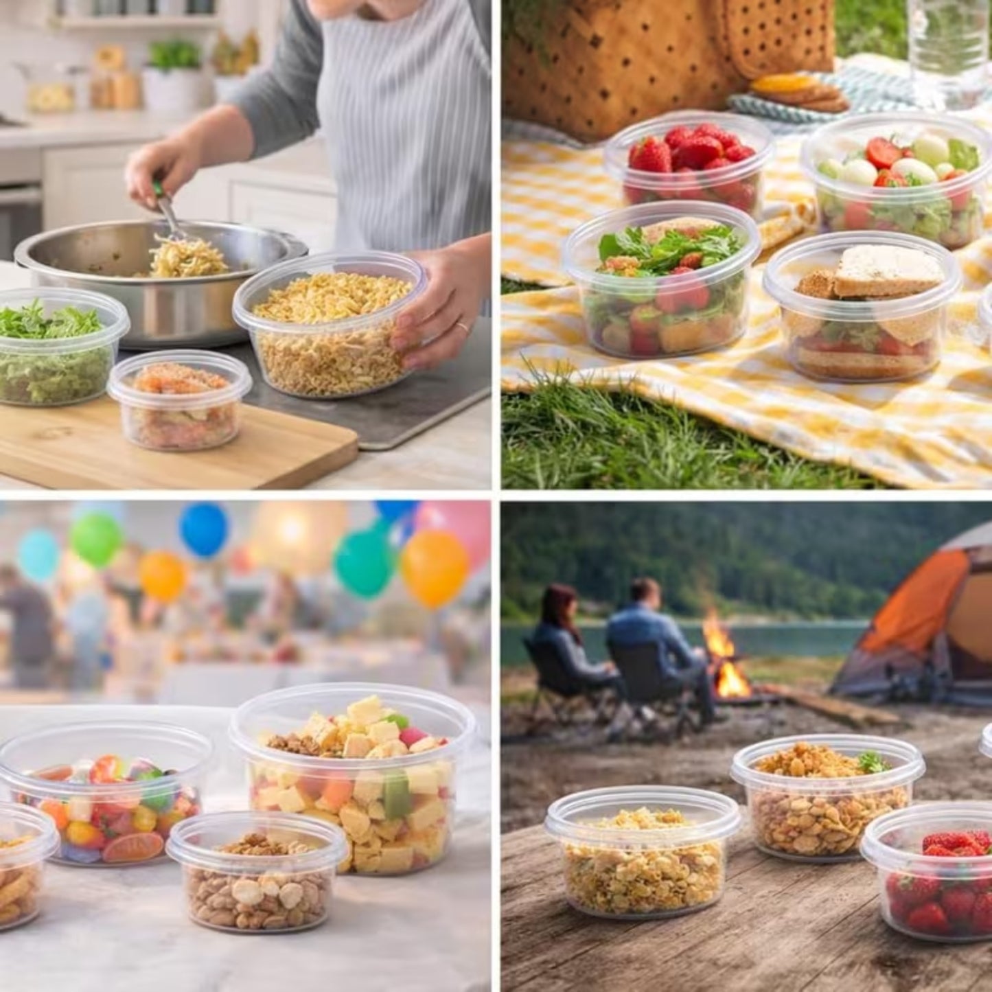 Round Food Storage Containers with Lids | Reusable Pots | Pack of 25