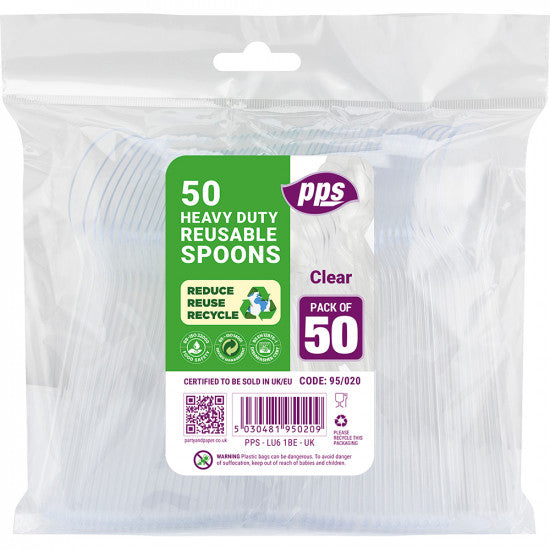50pc Clear Plastic Spoons - Durable, Disposable & Versatile | BLISSMART
