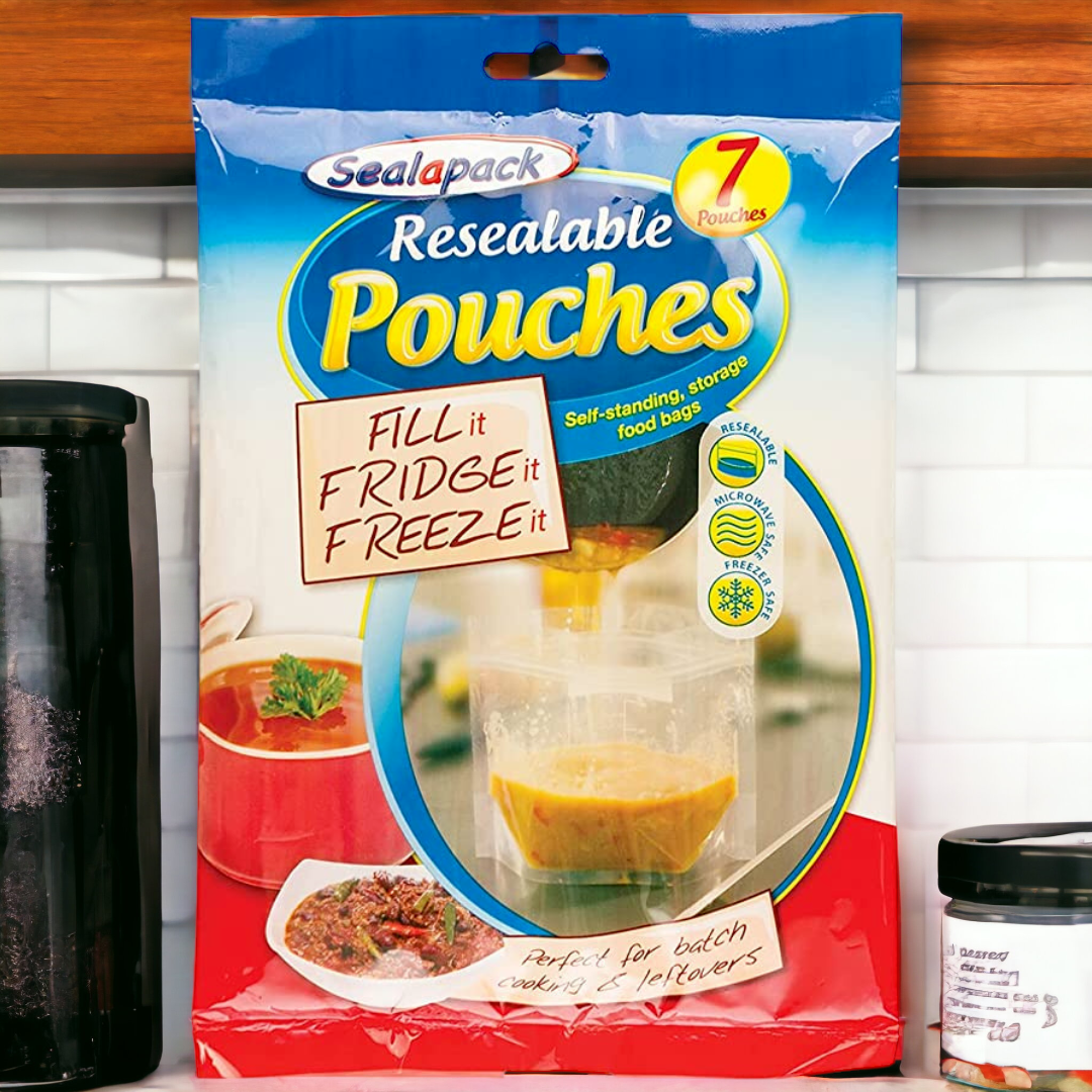 SEALPACK Resealable Food Storage Bags – Fridge, Freezer & Microwave Safe Pouches for Soup, Liquids & Batch Cooking