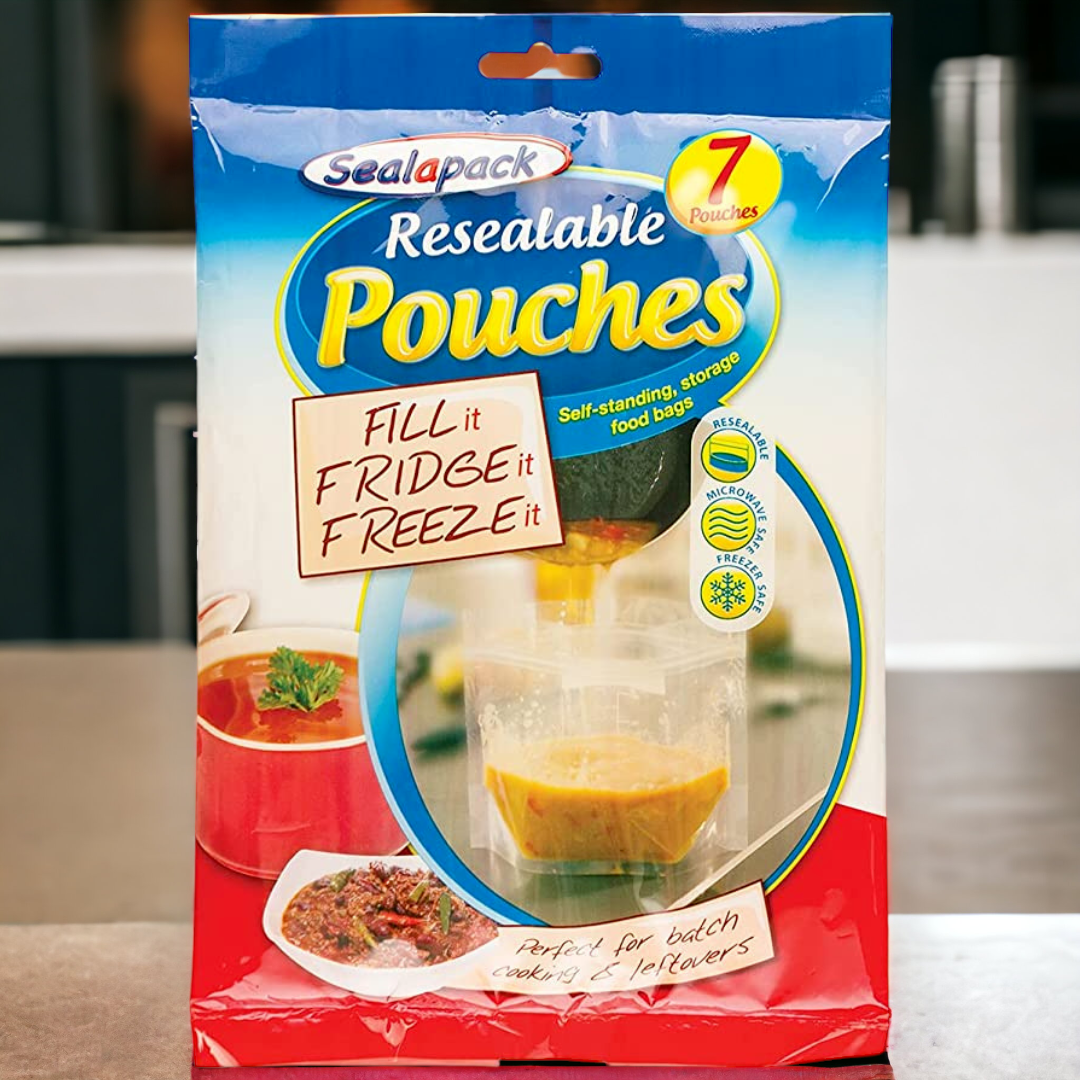 SEALPACK Resealable Food Storage Bags – Fridge, Freezer & Microwave Safe Pouches for Soup, Liquids & Batch Cooking