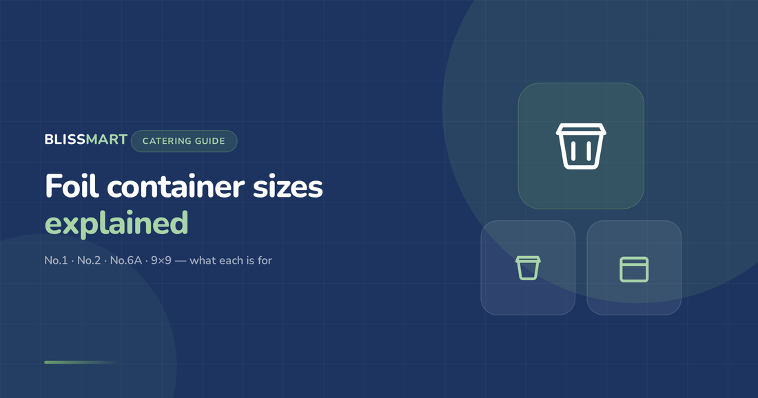 Foil container sizes explained No.1 No.2 No.6A 9x9 - Blissmart guide