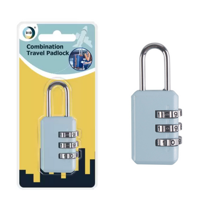 DID Combination Travel Padlock 3 Digit Security Lock for Luggage, Lockers, and Backpacks