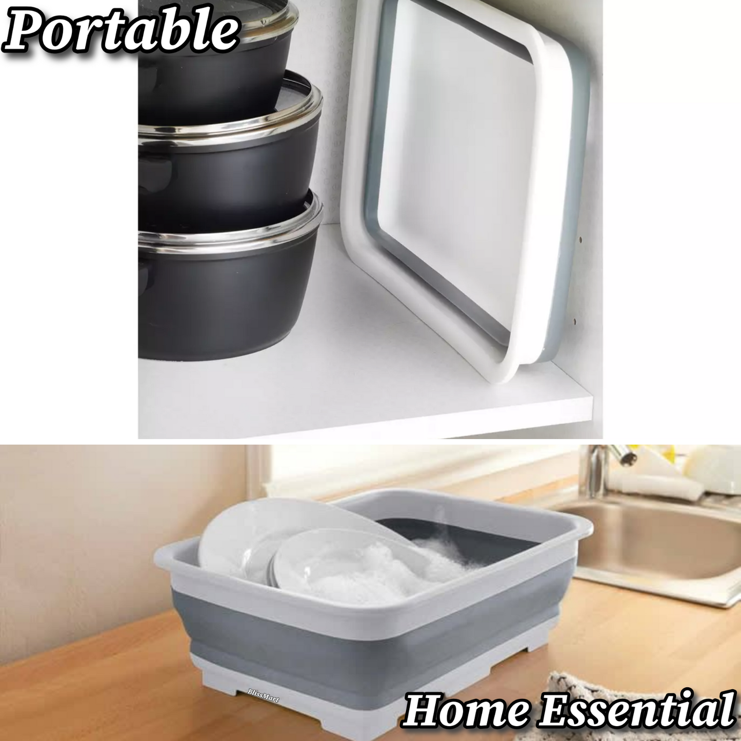 Foldable Multipurpose Basin Collapsible Washing Up Bowl Camping Sink Travel UK