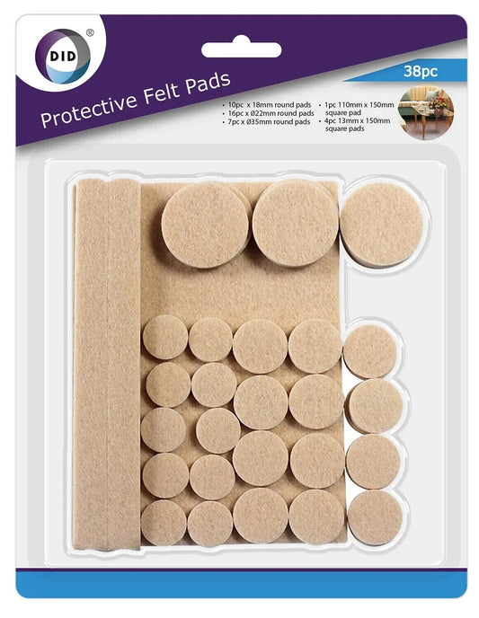SELF ADHESIVE FELT STICKY PADS SQUARE ROUND WOOD FLOOR FURNITURE PROTECTORS 39pc